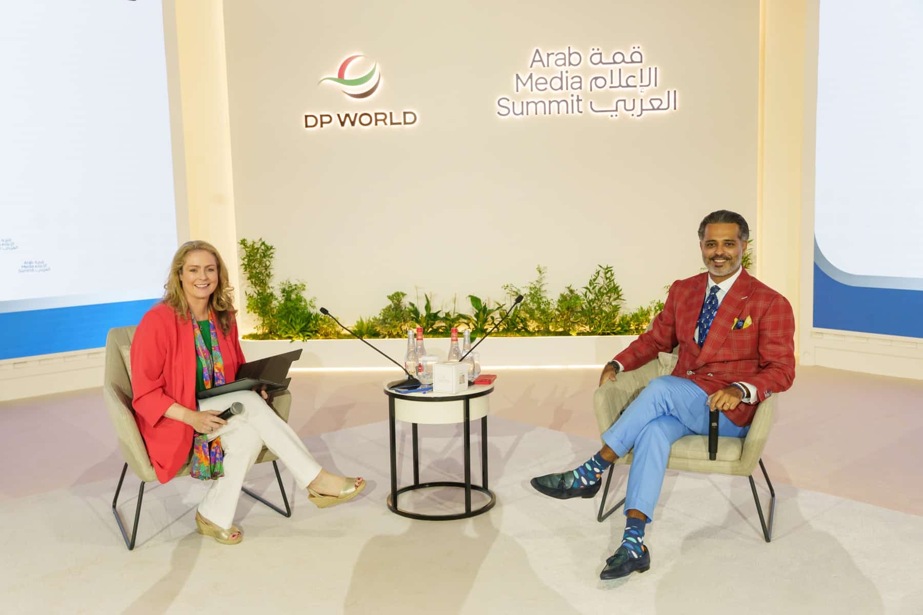 Eve Hester and Hisham Wyne on stage at the Arab Media Summit 2026